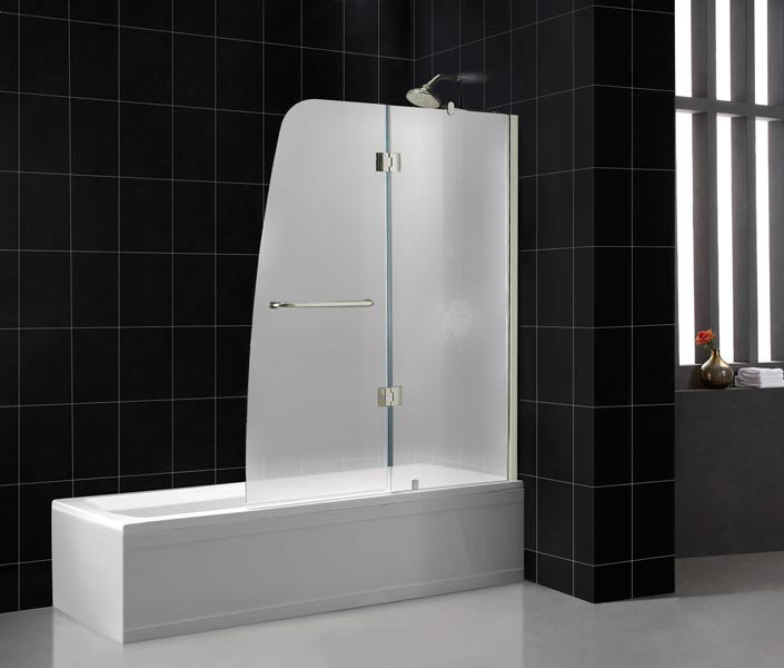 Aqua 48" x 58" Frameless Clear Glass Hinged Tub Door