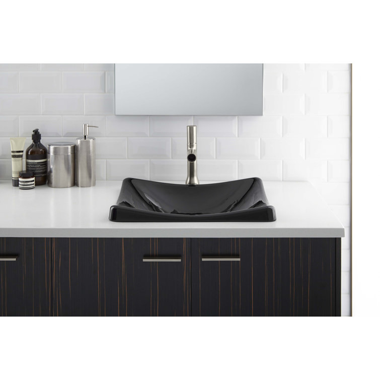 DemiLav White Cast Iron Rectangular Above-Counter Bathroom Sink