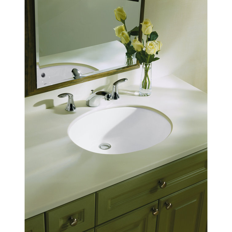 Biscuit Ceramic Oval Undermount Bathroom Sink