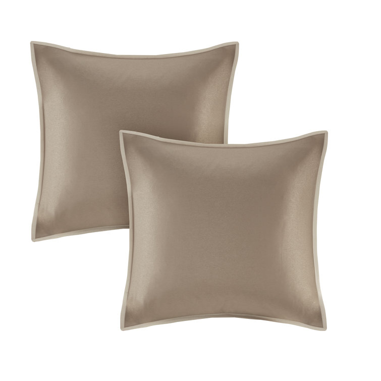 King Beige Faux Silk Embroidered Comforter Set