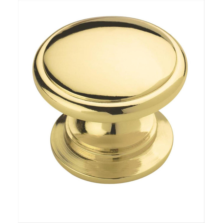 Polished Brass Round Traditional Cabinet Knob with Mounting Hardware