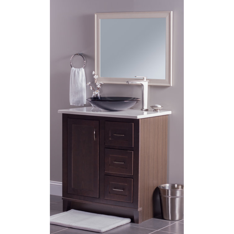 Gray 18'' Round Glass Above-Counter Bathroom Sink