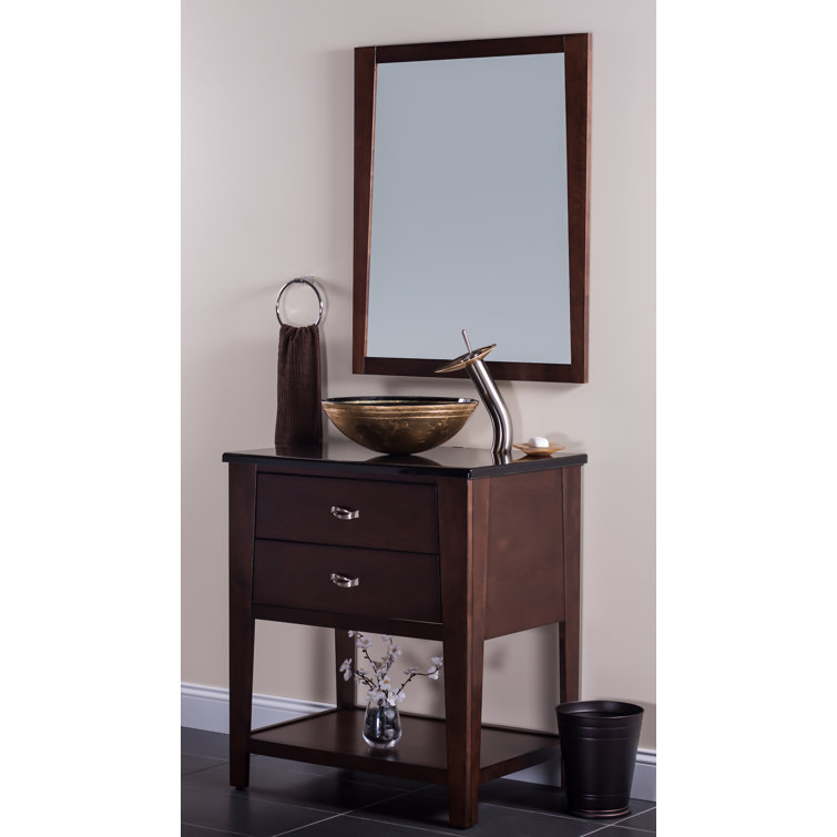 Golden Bronze Glass Round Vessel Sink with Brushed Nickel Faucet
