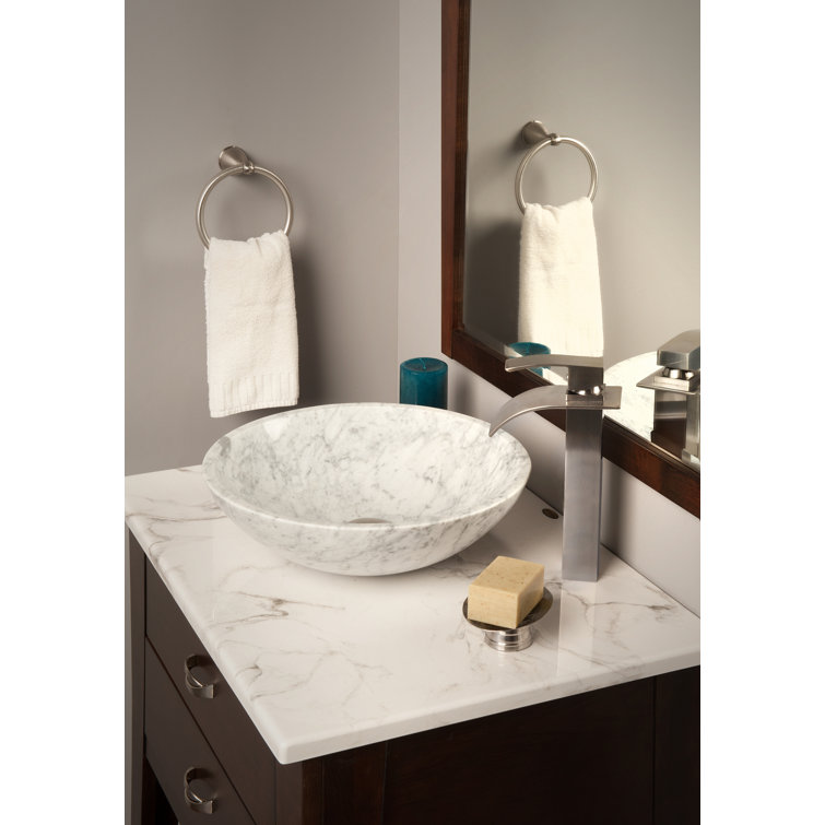Carrara White Marble 17'' Round Vessel Sink