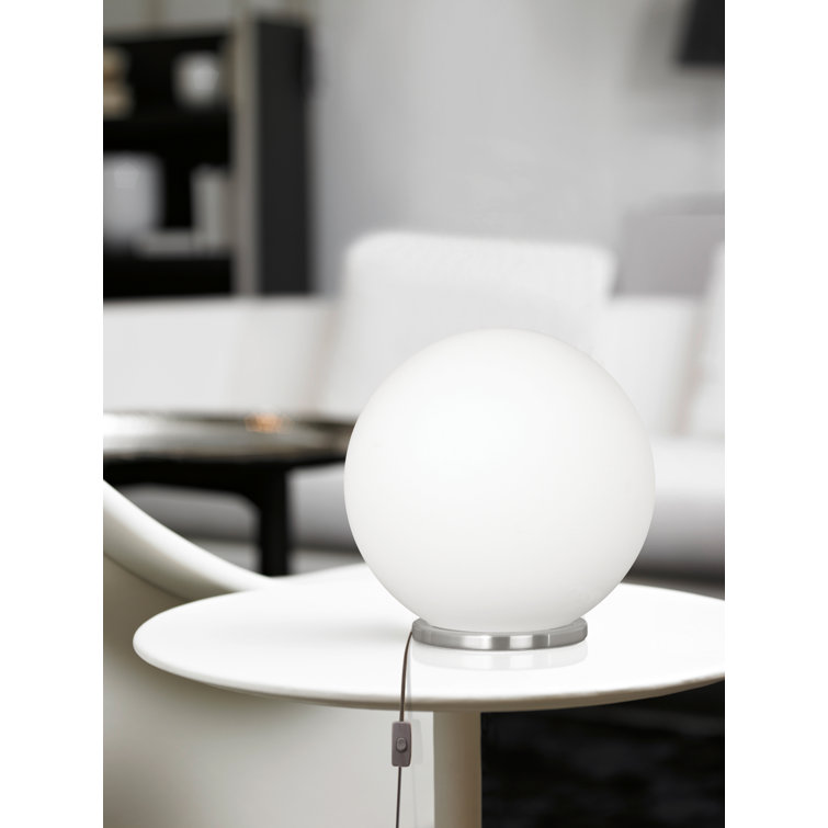 Eglo Rondo 8-Inch Silver Globe Table Lamp with Frosted Opal Shade