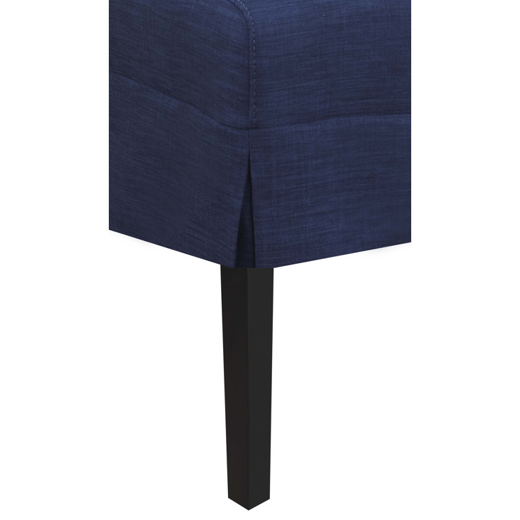 Blue Chenille Upholstered Parsons Side Chair with Solid Wood Legs