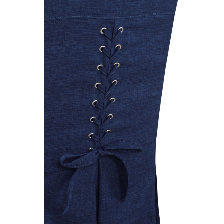 Blue Chenille Upholstered Parsons Side Chair with Solid Wood Legs