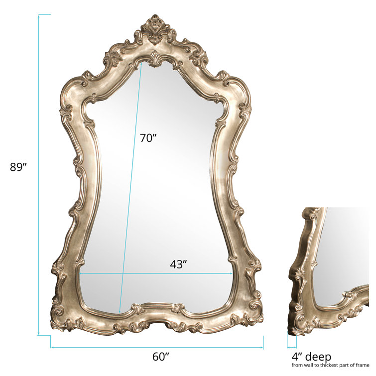 Lorelei Champagne Silver Oversized Rectangular Wood Wall Mirror