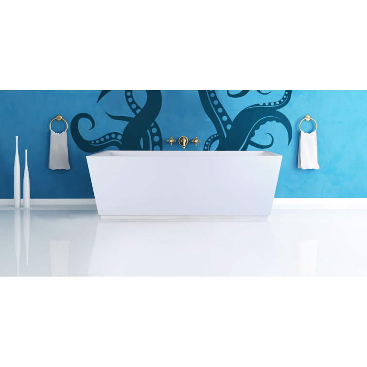 Matte White Acrylic Freestanding Rectangular Soaking Bathtub