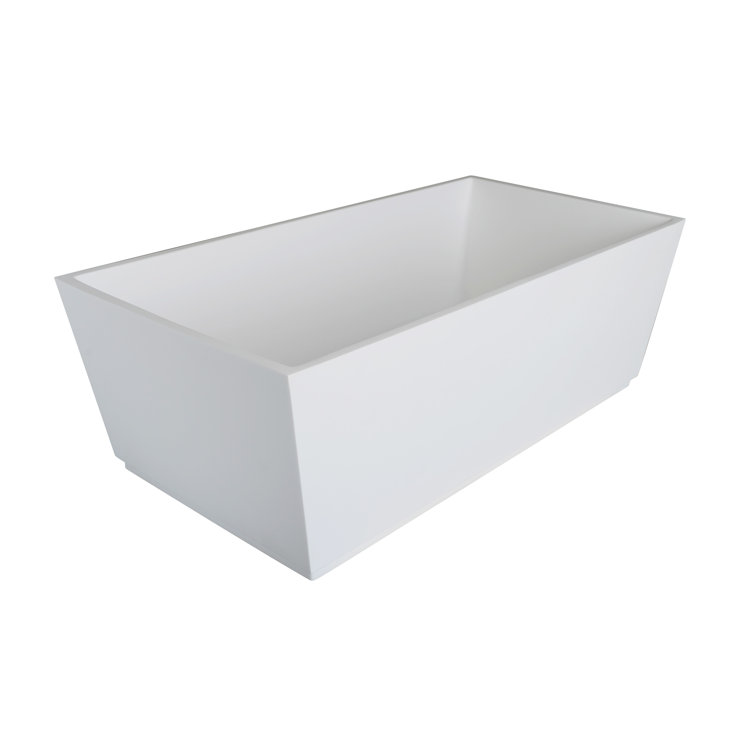 Matte White Acrylic Freestanding Rectangular Soaking Bathtub