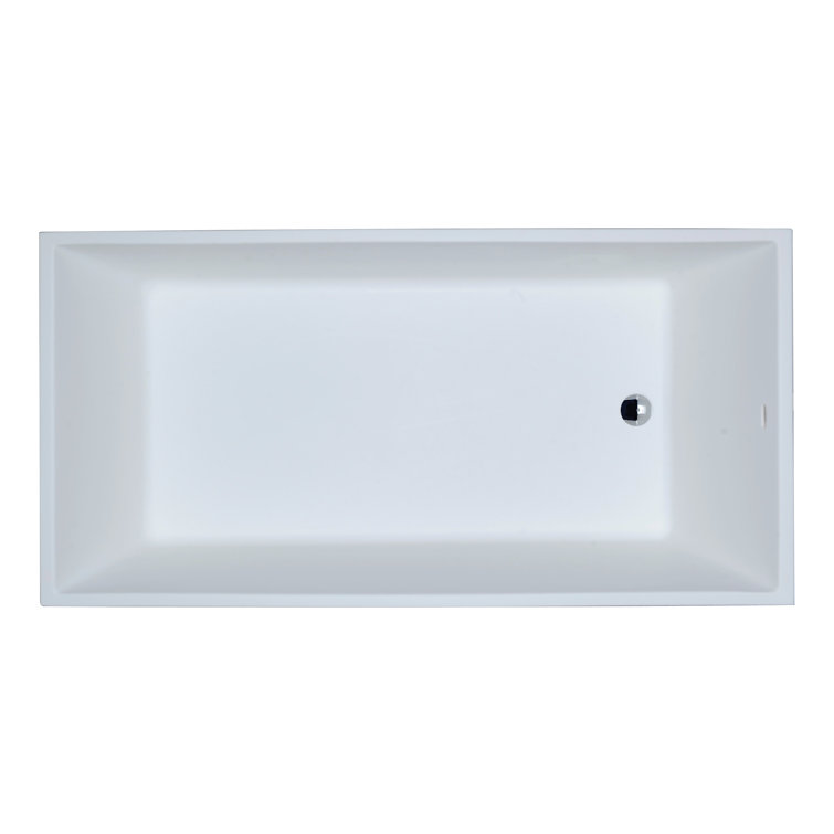 Matte White Acrylic Freestanding Rectangular Soaking Bathtub