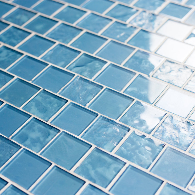 Landscape Blue Glossy Glass Mosaic Tile for Walls and Backsplashes