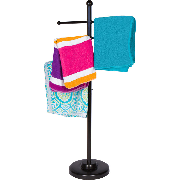 50" Black Metal Freestanding Pool and Spa Towel Rack