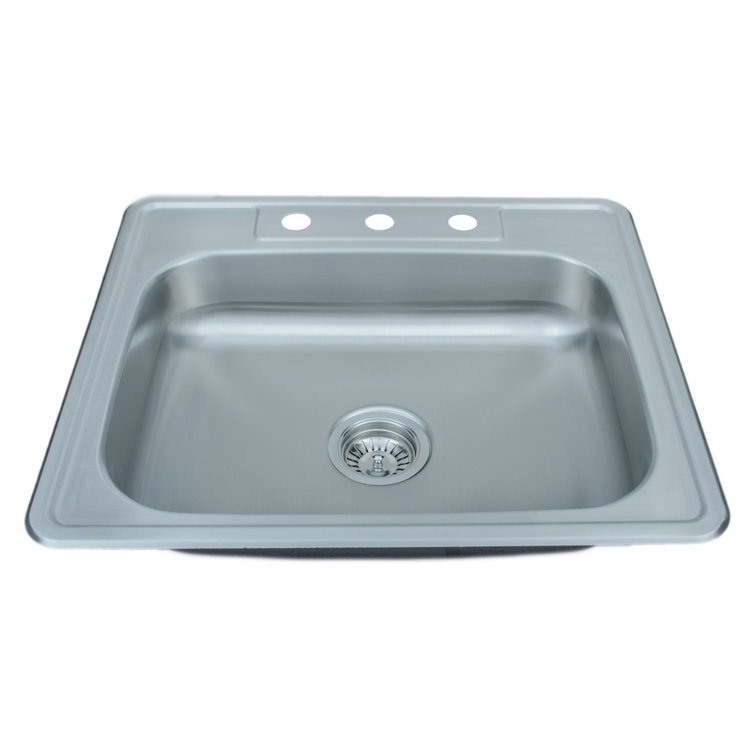 25'' Matte Stainless Steel Drop-In Single Bowl Kitchen Sink