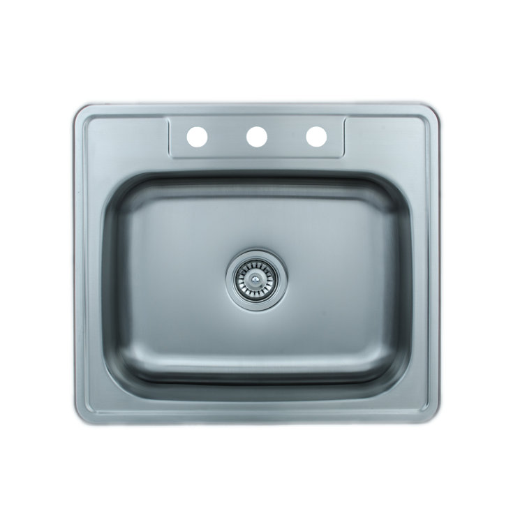 25'' Matte Stainless Steel Drop-In Single Bowl Kitchen Sink