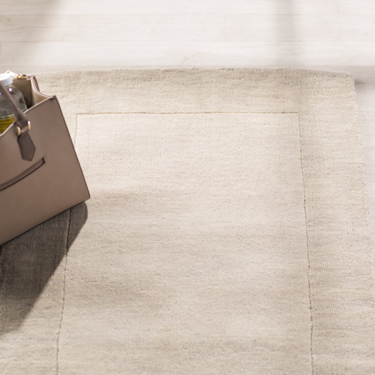 Handmade Mystique Geometric Wool Rug in Cream/Khaki 3'3" x 5'3"