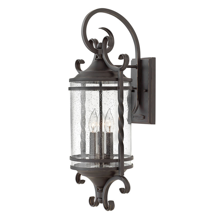 Casa 3-Light Olde Black Outdoor Wall Light with Clear Seedy Glass