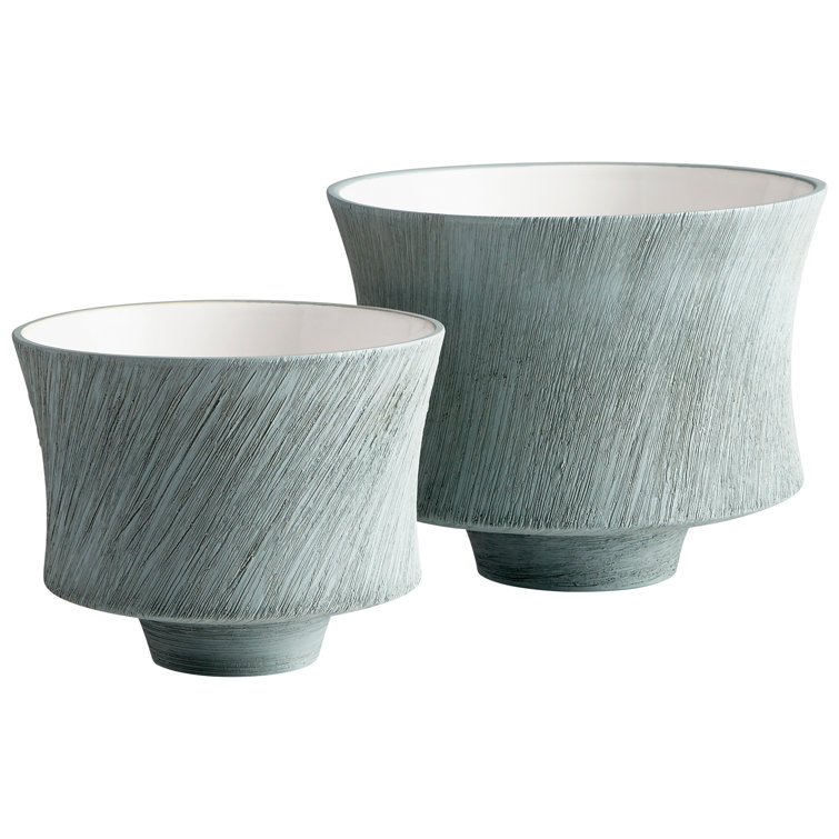 Oyster Blue Ceramic Textured Planter, 7.5"