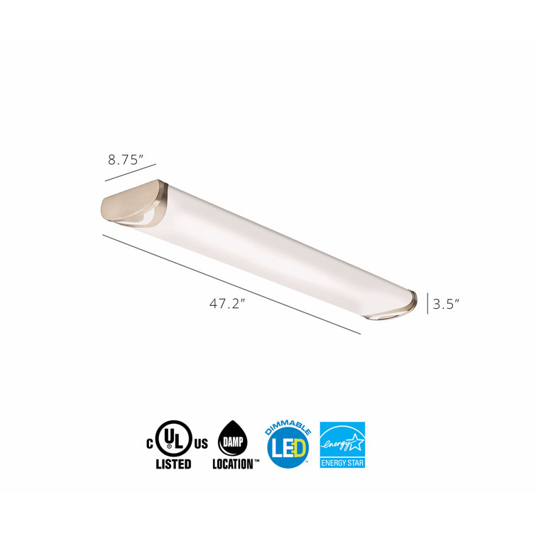 Sleek 48" Brushed Nickel Boomerang LED Flush Mount Light