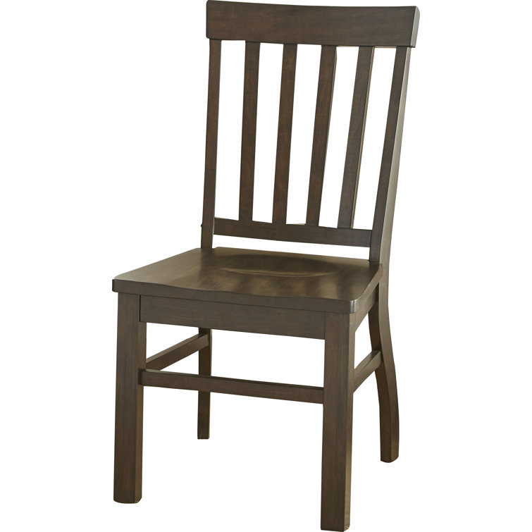 Dark Oak Slat Back Solid Wood Side Chair Set