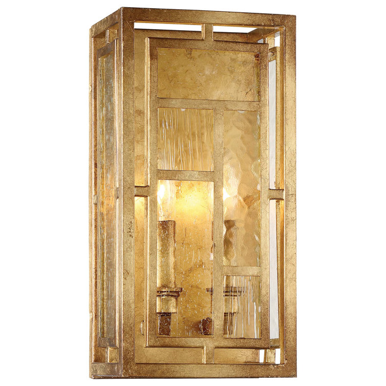 Pandora Gold Leaf Textured Glass 2-Light Wall Sconce