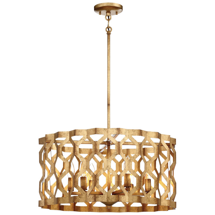 Pandora Gold Leaf 5-Light Indoor/Outdoor Drum Chandelier