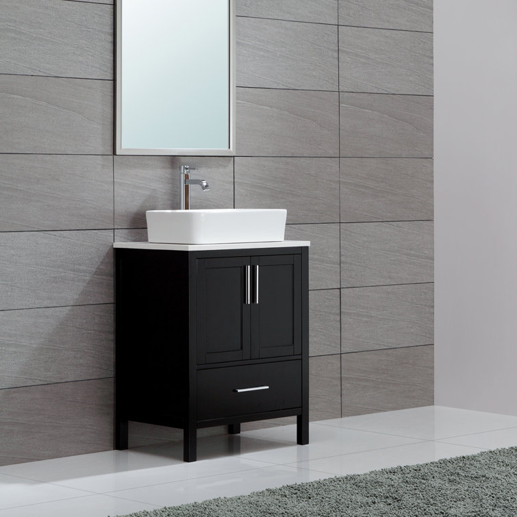 White Ceramic Rectangular Vessel Bathroom Sink