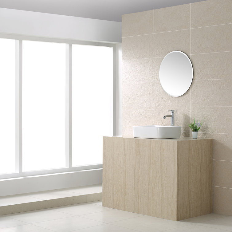 White Ceramic Rectangular Vessel Bathroom Sink