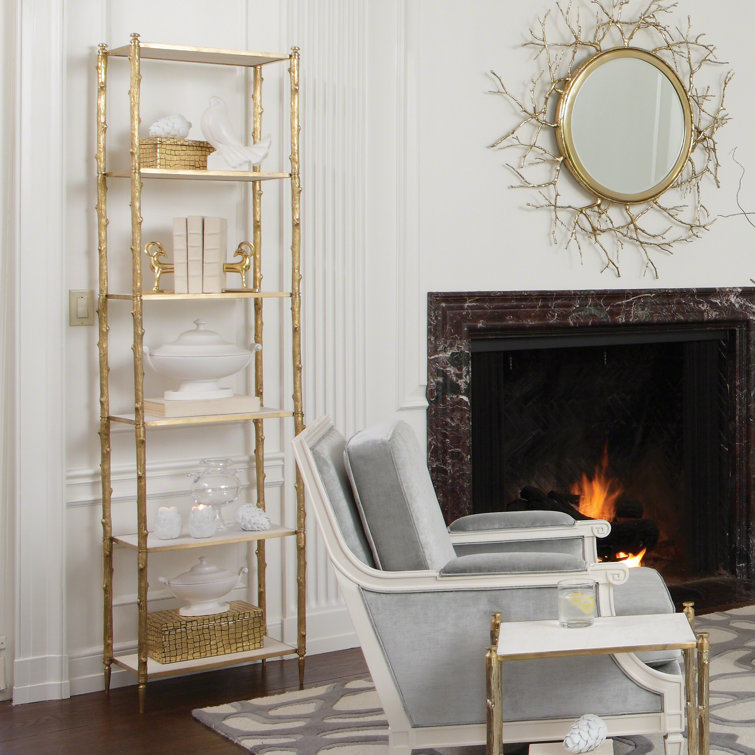 Arbor Brass & White Marble Etagere Bookshelf