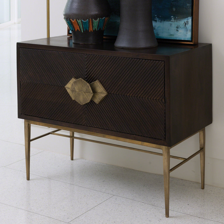 Galapagos Chevron Dark Walnut Brass-Handled Extra Deep Chest