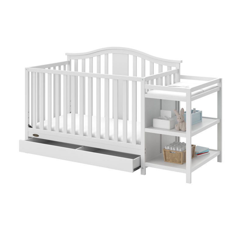 White 4-in-1 Convertible Crib with Changer and Drawer