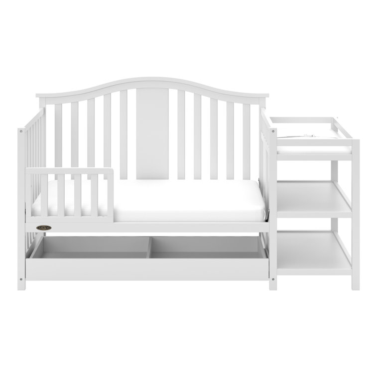 White 4-in-1 Convertible Crib with Changer and Drawer