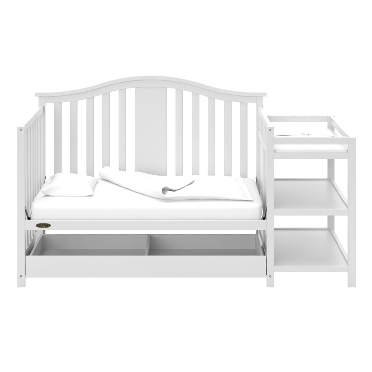 White 4-in-1 Convertible Crib with Changer and Drawer