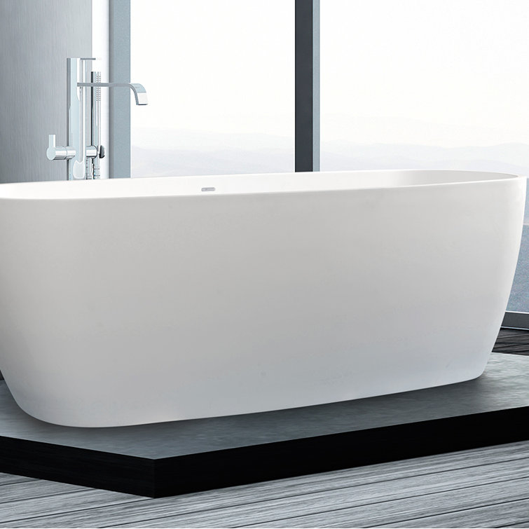 Lunar 71'' Matte White Freestanding Soaking Bathtub