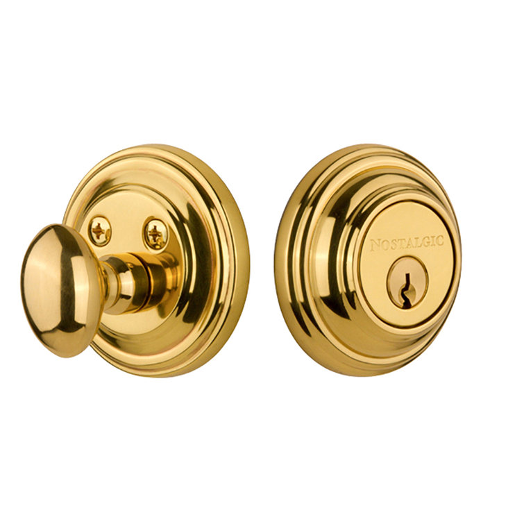 Polished Brass Universal Handing Single Cylinder Deadbolt