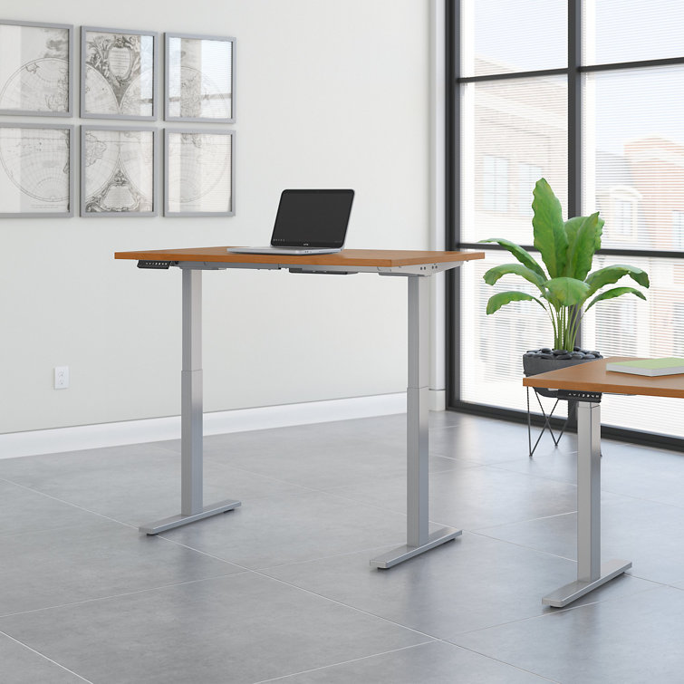 ErgoFlex Black Walnut and Cool Gray Electric Sit-Stand Desk 47.6"