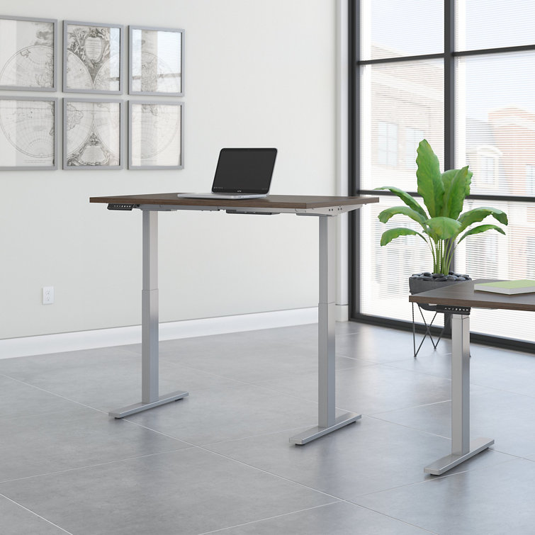 ErgoFlex Black Walnut and Cool Gray Electric Sit-Stand Desk 47.6"