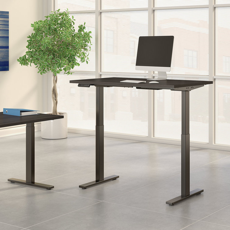 Storm Gray Electric Adjustable Height Desk with Black Steel Frame