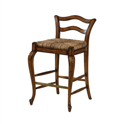 Provencal Avignon Cottage 26" Brown Wood and Metal Bar Stool