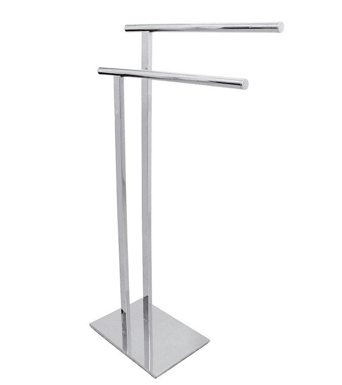 Polished Chrome Stainless Steel Freestanding Double Towel Rack