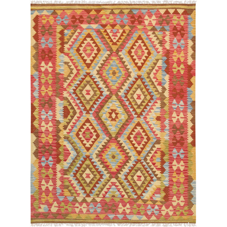 Hand-Woven Multicolor Wool Rectangular Area Rug 5' x 6'9"