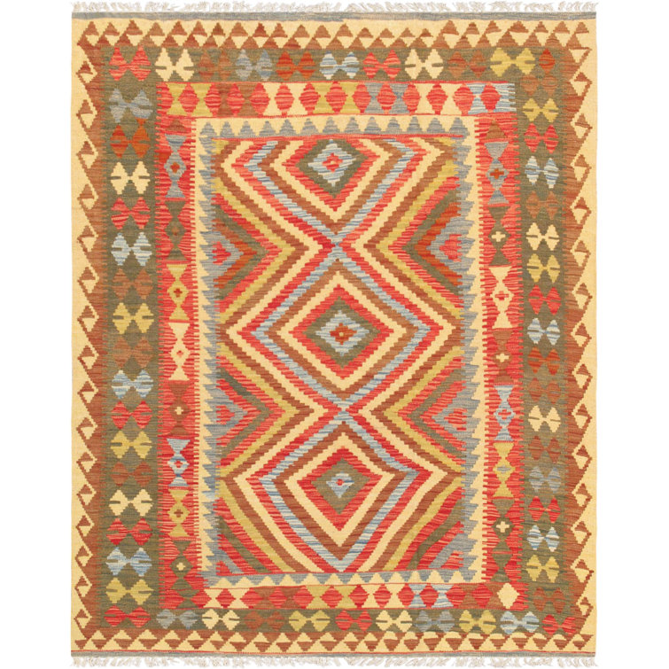 Hand-Woven Multi-Color Wool Reversible Rectangular Area Rug