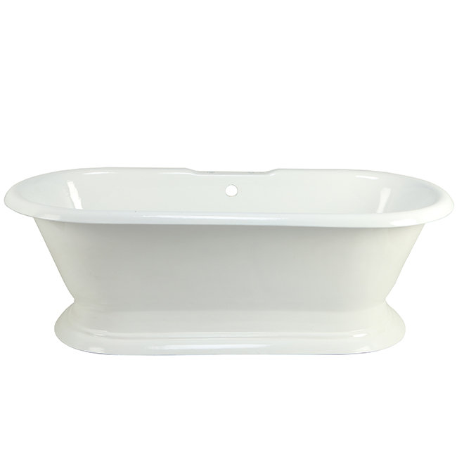72-Inch White Cast Iron Double Ended Pedestal Tub
