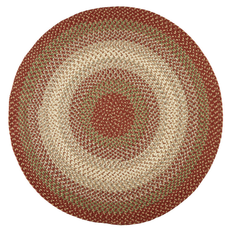 Deserie Round Geometric Braided Synthetic Rug in Earth Tones