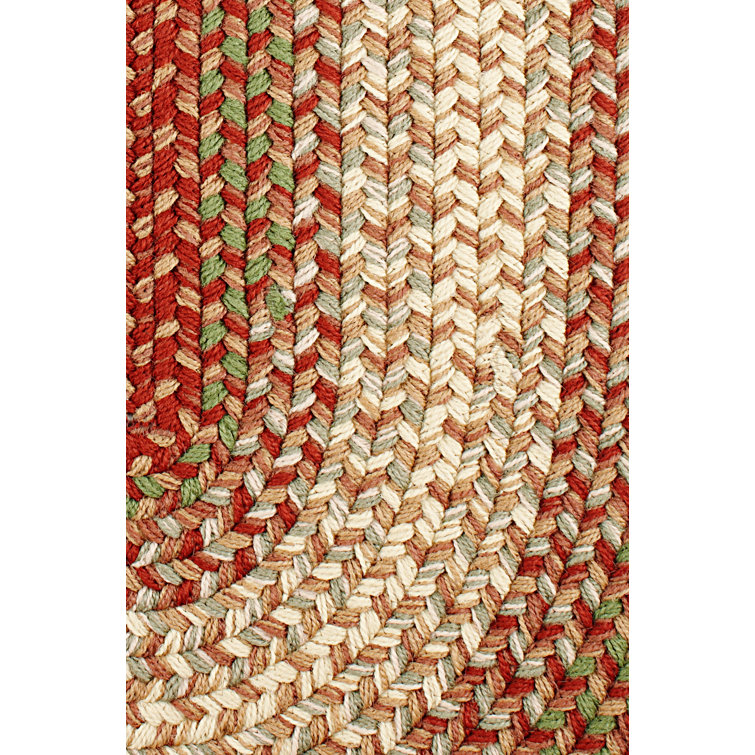 Deserie Round Geometric Braided Synthetic Rug in Earth Tones