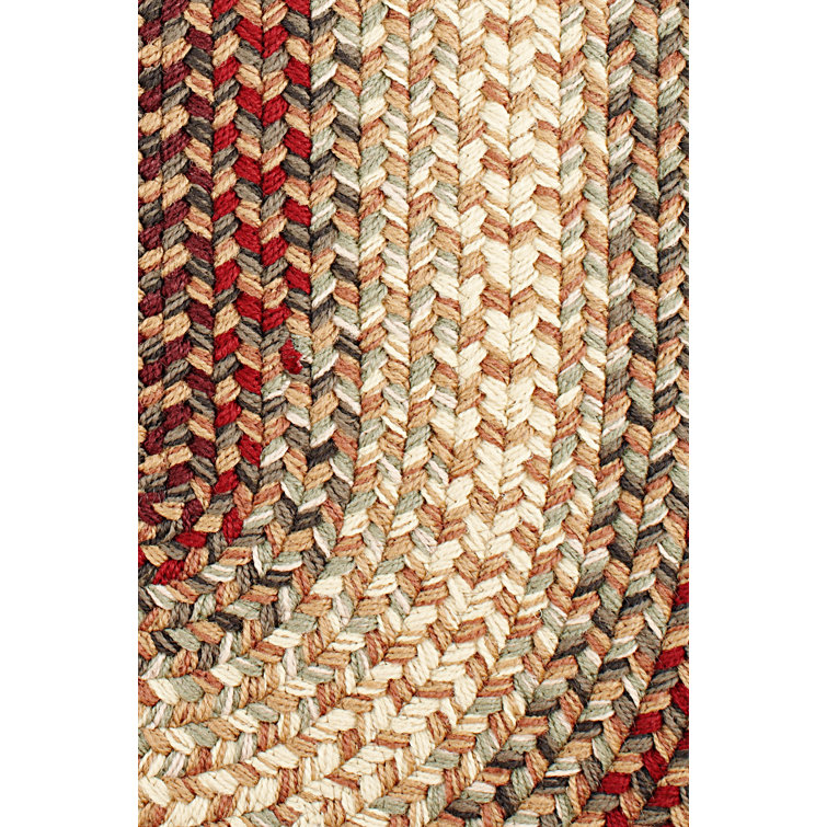 Handmade Oval Red and Beige Synthetic Braided Rug