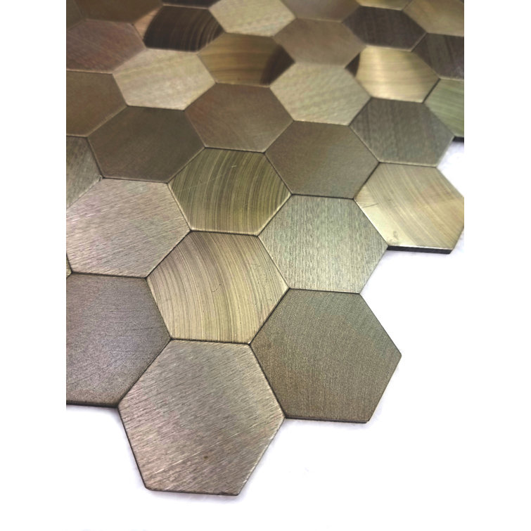 Copper Hexagon Aluminum Peel and Stick Mosaic Tile