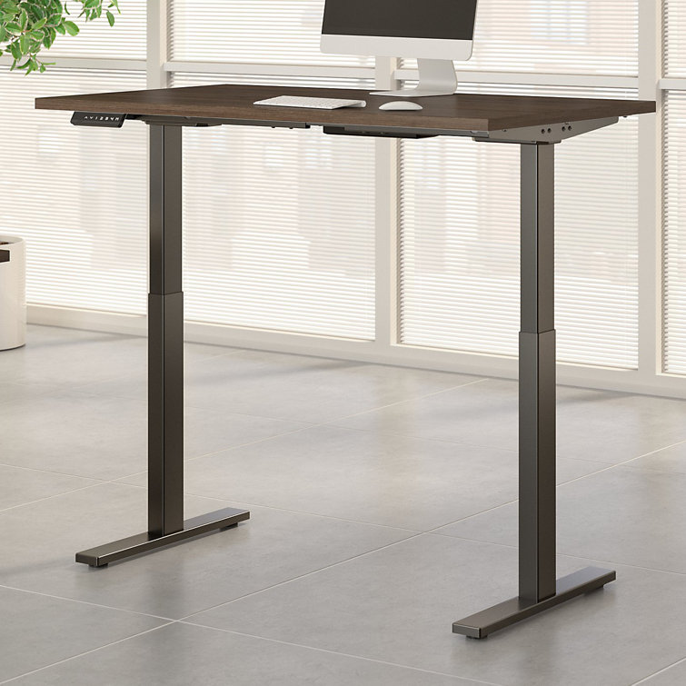 ErgoFlex Black Walnut and Cool Gray Electric Sit-Stand Desk 47.6"