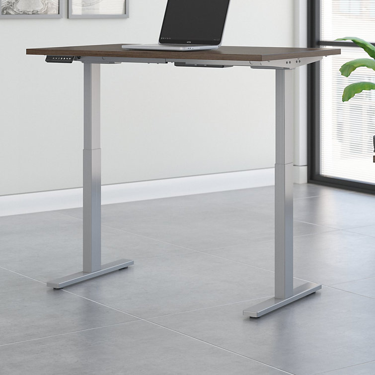 ErgoFlex Black Walnut and Cool Gray Electric Sit-Stand Desk 47.6"