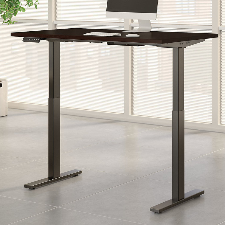 ErgoFlex Black Walnut and Cool Gray Electric Sit-Stand Desk 47.6"